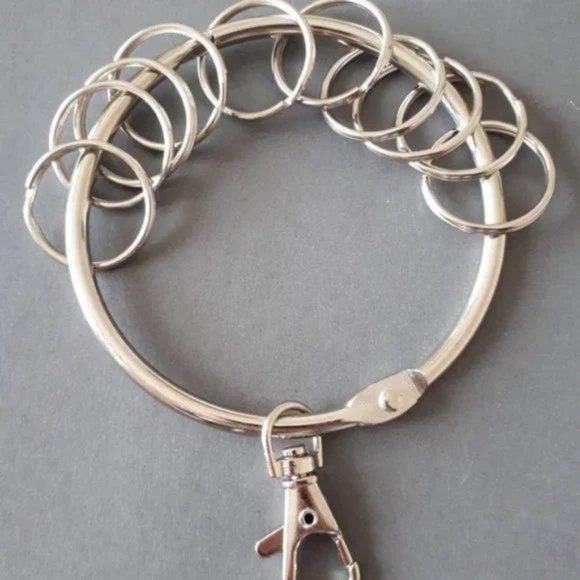 3.5" LARGE-silver tone key ring w/lobster clasp, Unisex key  organizer - Picture 3 of 3